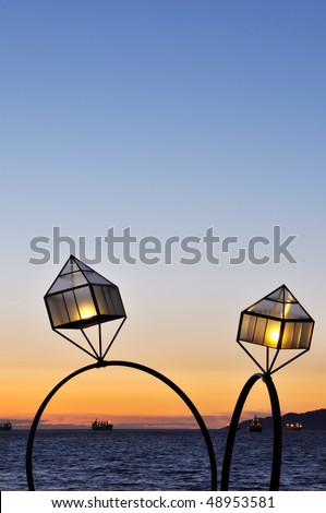 Engagement rings street lamps at English Bay