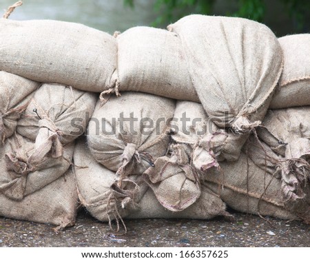 Sandbags to hold back floodwater.