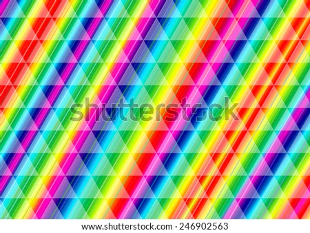 abstract background of rainbow rays and a layered triangle pattern
