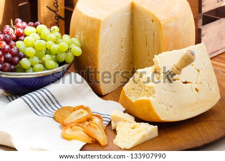 rustic mouthwatering cheese and fruit platter