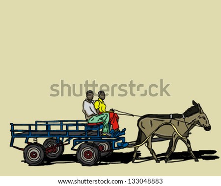 Donkey cart riding along