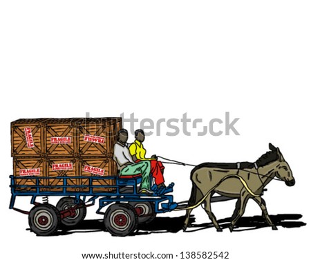 DONKEY CART CARRYING CRATEs