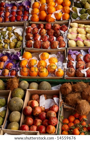 fruits counter on market in egypt