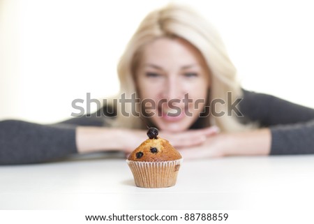 Woman about to eat cake