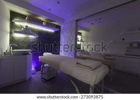 massage room in ambient light