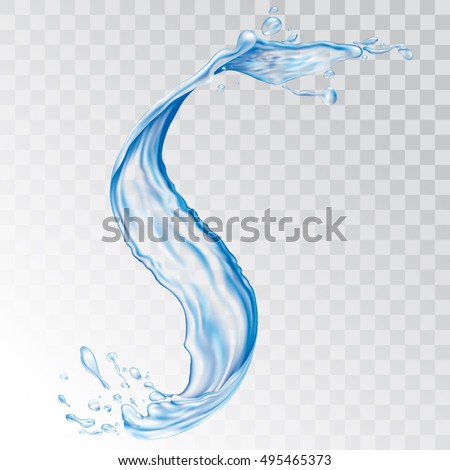 Realistic transparent water splash, 3D vector illustration, gradient mesh tool.