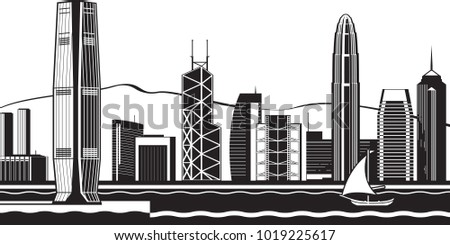 Hong Kong skyline by day - vector illustration