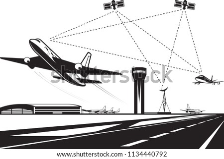 Air traffic management - vector illustration