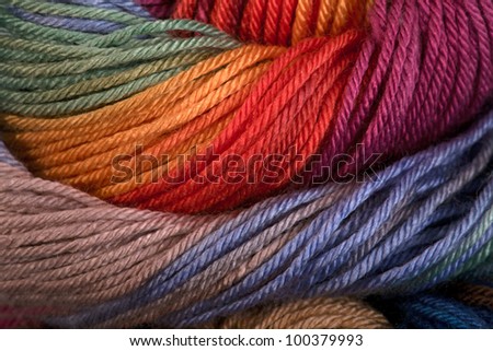 Ball of a color wool yarn for needlework