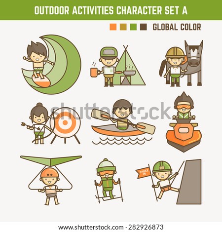 outdoor sport and activities character set