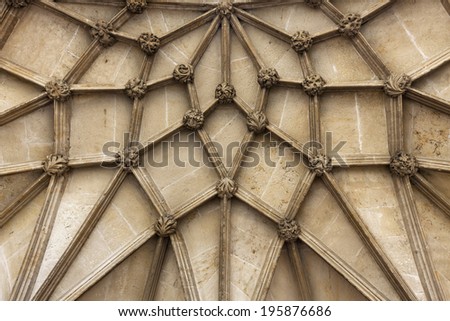 Detail of main entrance vault of Winchester Cathedral