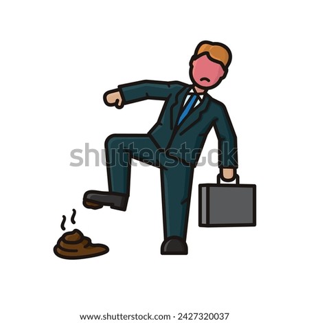 Businessman stepped in dog poo isolated vector illustration for Walk To Work Day on April 5