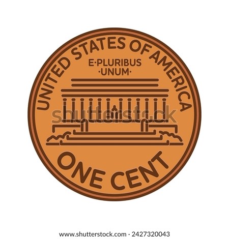 United States coin back side isolated vector illustration for National One Cent Day on April 1