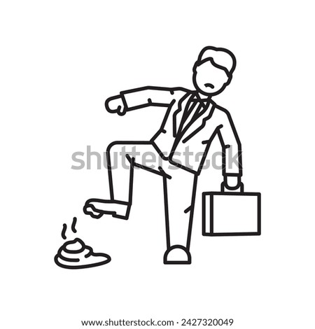 Businessman stepped in dog poo vector icon for Walk To Work Day on April 5