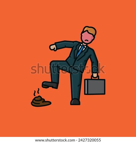 Businessman stepped in dog poo vector illustration for Walk To Work Day on April 5