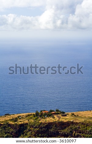 a lonely farm above the atlantic ocean at the north coast of La Palma