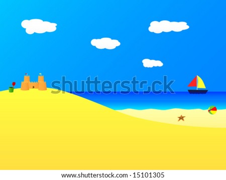 Vector illustration of a summer landscape at the beach.