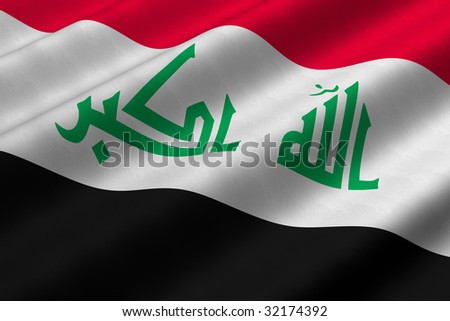 Detailed 3d Rendering Closeup Of The Flag Of Iraq. Flag Has A Detailed ...