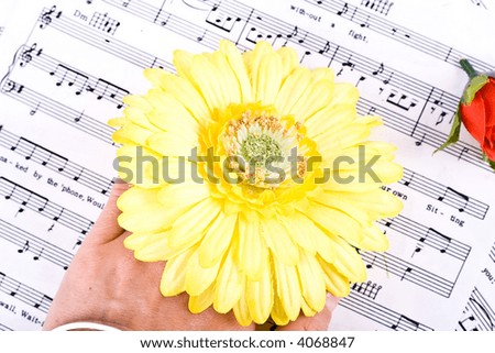 Composition with flowers.