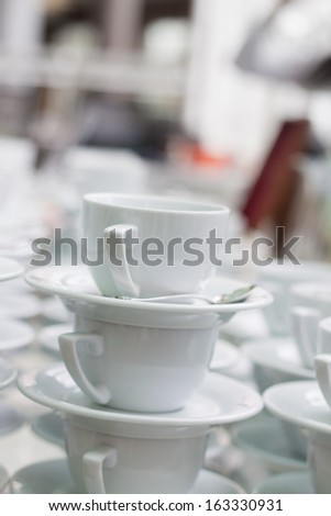 Lots of coffee cups, vertical shot