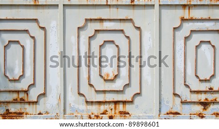 Gray rusty metallic gate of factory