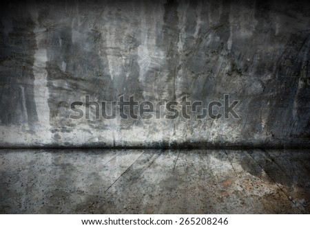 Abstract old cement room with grunge wood floor
