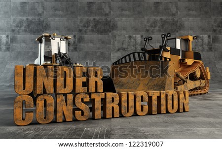 Under Construction background with bulldozer and loader Stock fotó © 