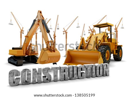 Construction background with bulldozer and loader Stock fotó © 