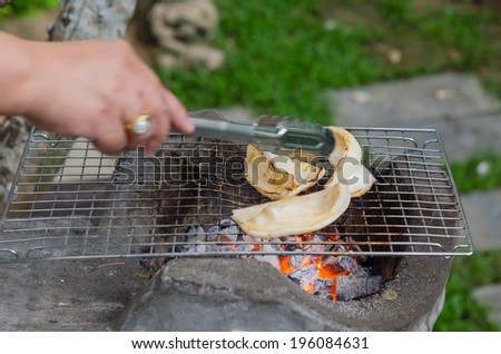 Grilled squid on the grill , seafood bbq