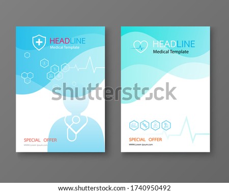 Healthcare cover, template design and flat icons for a report and medical brochure design, flyer, leaflets decoration for printing and presentation. vector illustration