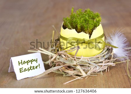 Easter card with easter egg with moss/easter card/egg
