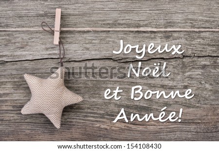 christmas card with star/Merry Christmas and a happy New Year/french