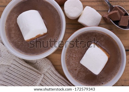Two cups of hot chocolate/hot chocolate/drink