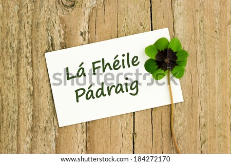 St. Patrick`s day card with leafed clover/St. Patrick`s day/irish