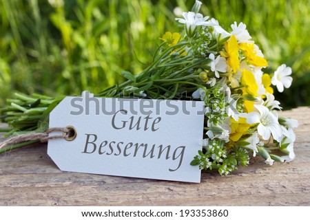 german get well card with wildflowers/get well/german