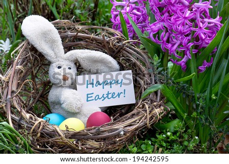 English Easter card with easter bunny/happy easter/english