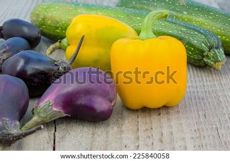 courgettes, eggplant and yellow pepper/food/vegetables