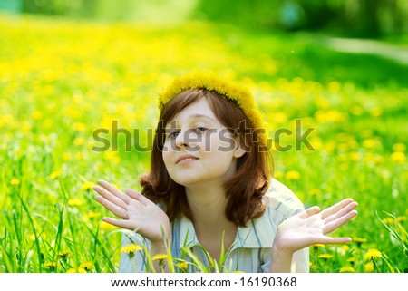 portrait of beautiful girl with flower diadem
