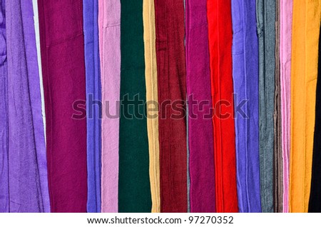 Handmade woven fabrics in thai market