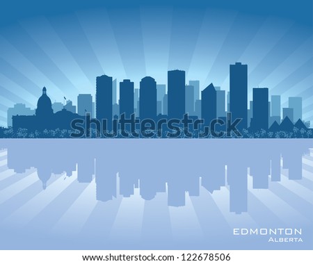 Edmonton, Canada skyline with reflection in water