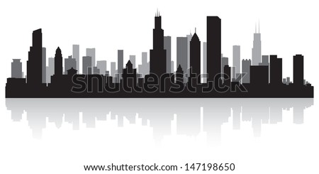 Chicago USA city skyline silhouette vector illustration