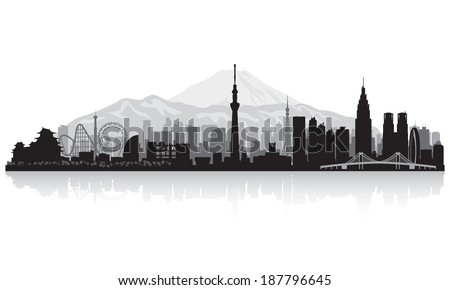 Tokyo Japan city skyline vector silhouette illustration