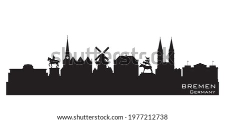 Bremen Germany city skyline Detailed vector silhouette