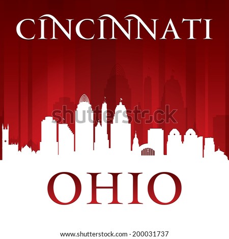 Cincinnati Ohio city skyline silhouette. Vector illustration