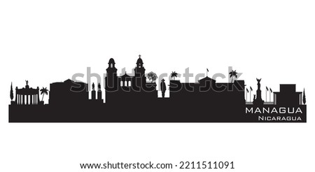 Managua Nicaragua city skyline Detailed vector silhouette