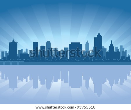 Tulsa, Oklahoma skyline with reflection in water