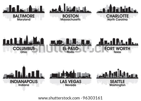 American cities skyline set 2