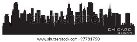 Chicago, Illinois skyline. Detailed vector silhouette