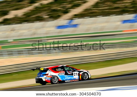 VALENCIA, SPAIN - MAY 2: Team formed by Marcos de Diego and Jaume Font races in a  in the Spanish Endurance Championship, at Ricardo Tormo\'s Circuit, on May 2, 2015 in Cheste, Spain.