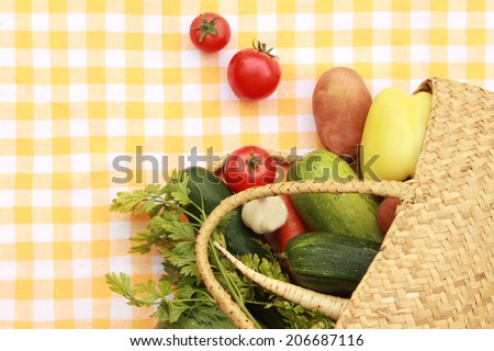 Vegetables Mixed vegetables in the bag - shopping concept Mixed vegetables in the bag - shopping concept